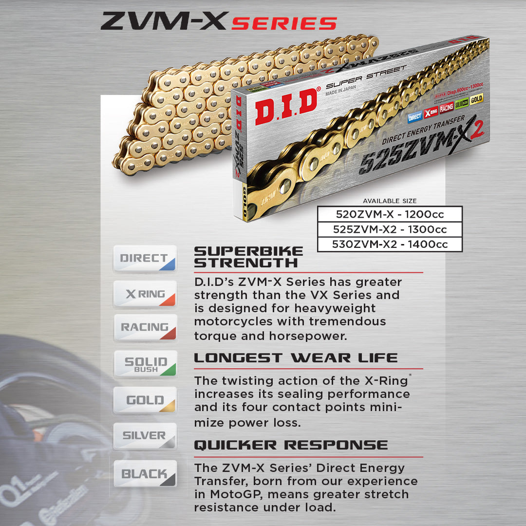 DID 525ZVM-X2 Super Street - X-Ring Chain – Moto1