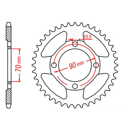 SPKT REAR RK STEEL - B3263 (CT110 70mm/90mm)