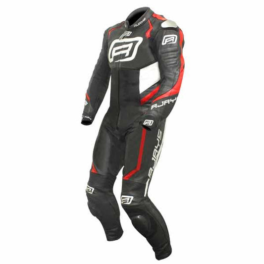 Rjays Stealth 3 Men's 1 Piece Leather Suit - Black/Fl. Red/White