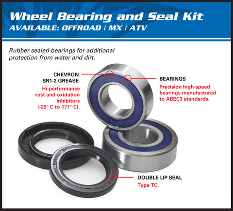 WHEEL BEARING KIT REAR ALL BALLS  KAWASAKI KLX110 02-21 KLX110L 10-21 SUZUKI DRZ110 03-06