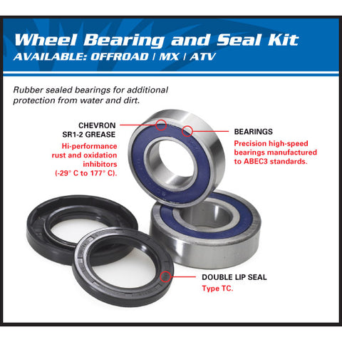 Wheel Bearing Kit Rear All Balls Beta 125 Rr 200 Rr 19 22, 250 Rr 300 Rr 13 22 350 Rr 11 21