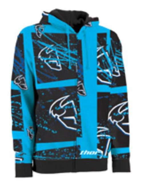 Hoody Zip Thor Splatter Cyan