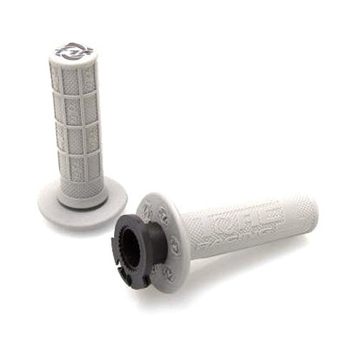 DEFY MX LOCK ON GRIPS 1/2 WAFFLE SOFT COMPOUND INCLUDES 4 STROKE THROTTLE CAMS GREY