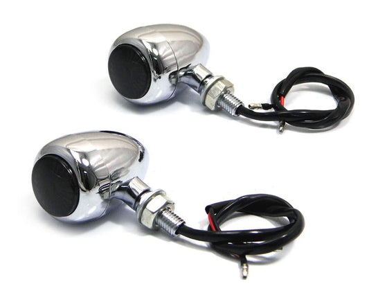 Universal Motorcycle LED Cruiser Cafe Style Chrome Indicators