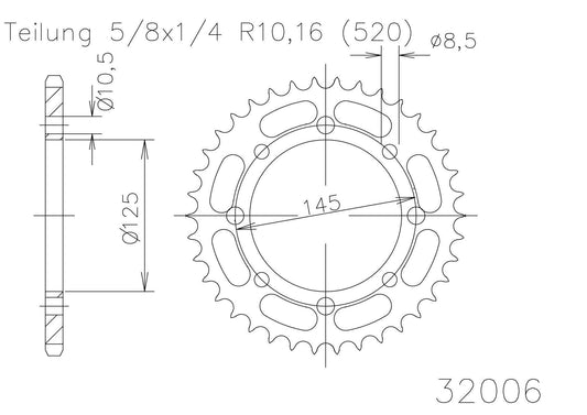 SPROCKET REAR PSYCHIC 38T YAMAHA JTR1857 YFM350 Raptor 04-09 YFZ450 YFZ450R YFM700 Raptor 06-20