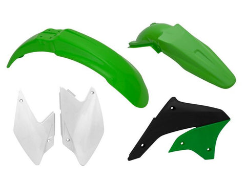 PLASTIC KIT RTECH FRONT & REAR FENDERS SIDEPANELS & RADIATOR SHROUDS KAWASAKI KLX450R 07-16