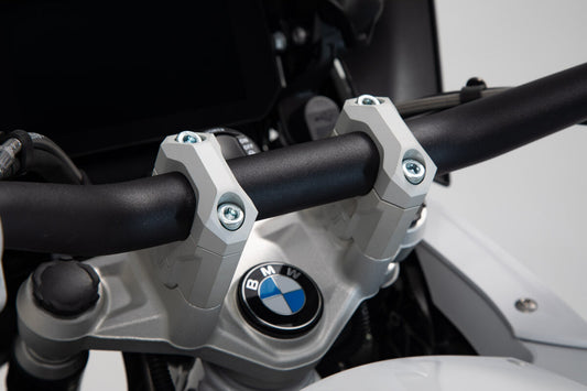 HANDLEBAR RISER SW MOTECH RAISE 40MM OPTIMISE THE SITTING POSITION ALUMINUM ALLOY SILVER BMW R1200GS