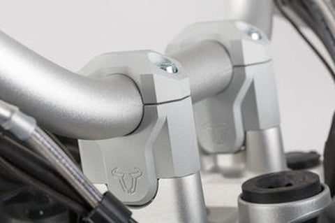 HANDLEBAR RISER SW MOTECH RAISE 30MM OPTIMISE THE SITTING POSITION ALUMINUM ALLOY SILVER BMW F750GS