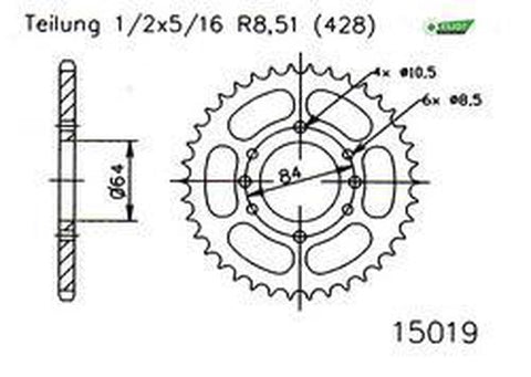 SPROCKET REAR PSYCHIC SUZUKI RM12575-77 TS100 73-82 TF100 81-85 TS125 75-82 DR125S 80-00 DR125 82-00