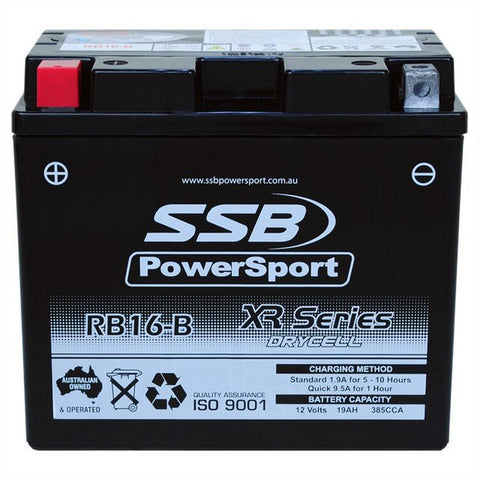 MOTORCYCLE AND POWERSPORTS BATTERY (YB16-B) AGM 12V 19AH 385CCA BY SSB HIGH PERFORMANCE