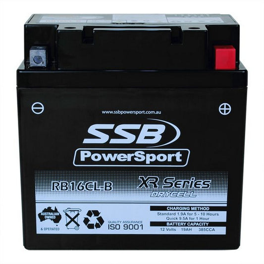 MOTORCYCLE AND POWERSPORTS BATTERY (YB16CL-B) AGM 12V 19AH 385CCA BY SSB HIGH PERFORMANCE