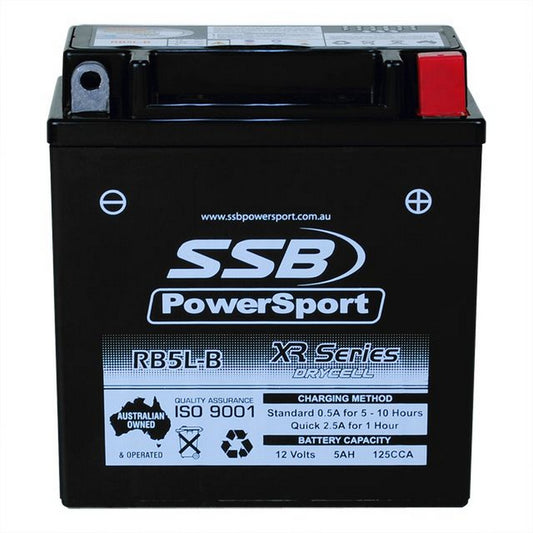 MOTORCYCLE AND POWERSPORTS BATTERY (YB5L-B) AGM 12V 5AH 125CCA BY SSB HIGH PERFORMANCE