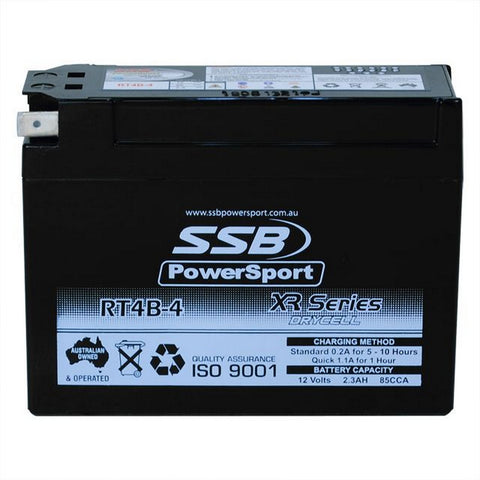 MOTORCYCLE AND POWERSPORTS BATTERY (YT4B-BS) AGM 12V 0.2AH 85CCA SSB HIGH PERFORMANCE