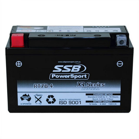 MOTORCYCLE AND POWERSPORTS BATTERY (YT7B-4) AGM 12V 6AH 150CCA BY SSB HIGH PERFORMANCE