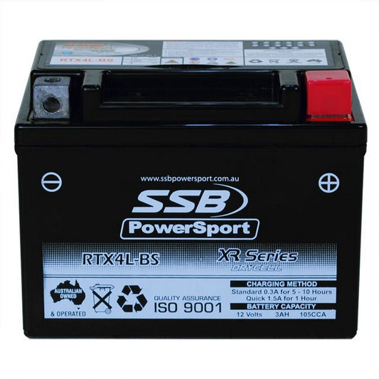 MOTORCYCLE AND POWERSPORTS BATTERY (YTX4L-BS) AGM 12V 3AH 105CCA SSB HIGH PERFORMANCE