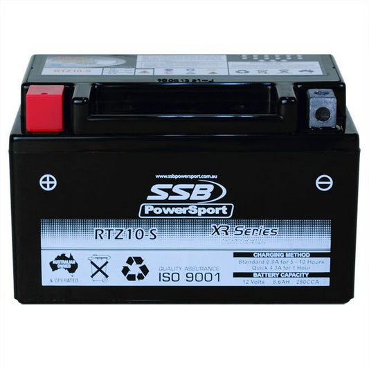 MOTORCYCLE AND POWERSPORTS BATTERY (YTZ10-S) AGM 12V 8.6AH 210CCA BY SSB HIGH PERFORMANCE