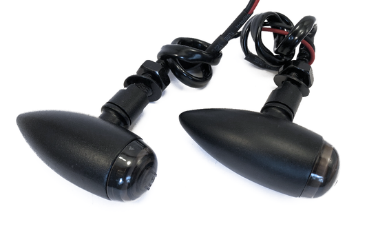 Universal Motorcycle LED Cruiser Classic Black Smoked Indicators