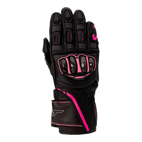 RST S1 LADIES LEATHER GLOVE [BLACK/NEON PINK]