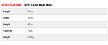 SPP GEAR BAG 160L  Size chart