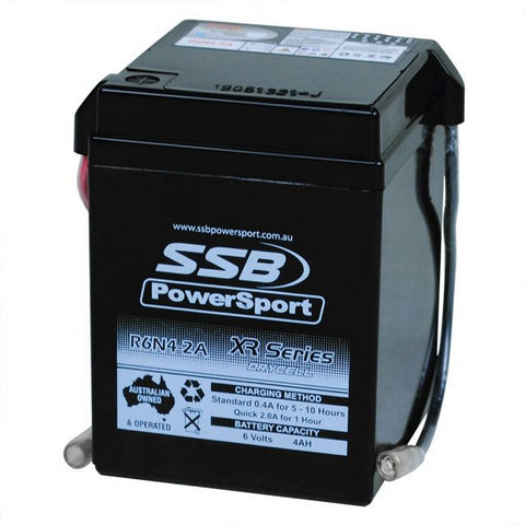 MOTORCYCLE AND POWERSPORTS BATTERY (Y6N4-2A) AGM 6V 4AH BY SSB HIGH PERFORMANCE