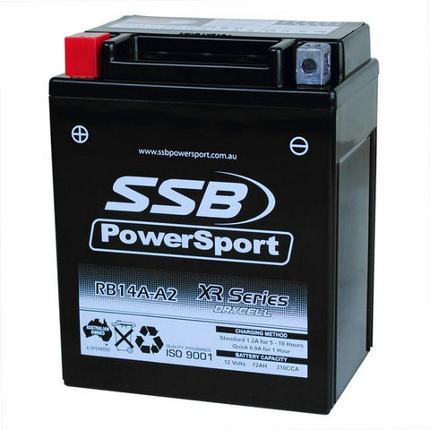 MOTORCYCLE AND POWERSPORTS BATTERY (YB14A-A2) AGM 12V 12AH 310CCA BY SSB HIGH PERFORMANCE