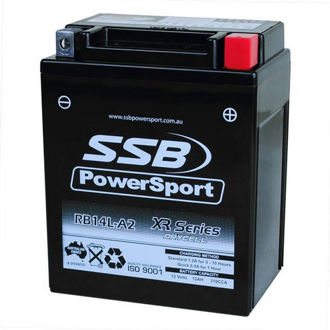 MOTORCYCLE AND POWERSPORTS BATTERY (YB14L-A2) AGM 12V 12AH 310CCA BY SSB HIGH PERFORMANCE