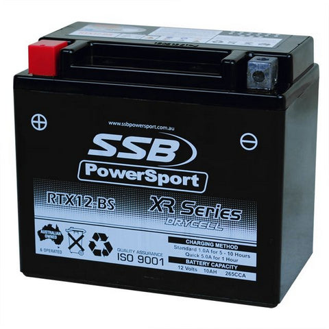 MOTORCYCLE AND POWERSPORTS BATTERY (YTX12-BS) AGM 12V 10AH 265CCA BY SSB HIGH PERFORMANCE