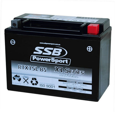 MOTORCYCLE AND POWERSPORTS BATTERY (YTX15L-BS) AGM 12V 13AH 340CCA BY SSB HIGH PERFORMANCE