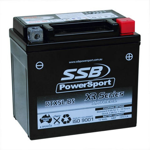 MOTORCYCLE AND POWERSPORTS BATTERY (YTX5L-BS) AGM 12V 6AH 195CCA BY SSB HIGH PERFORMANCE